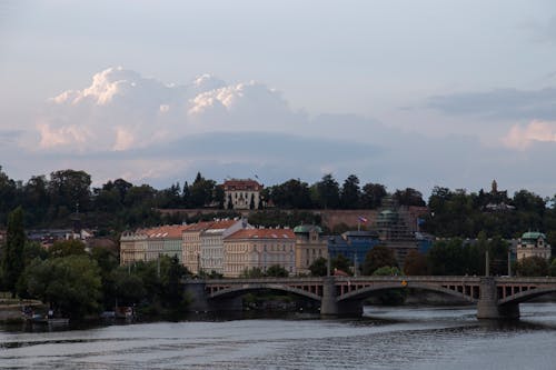 Bridge on River in Town in Czech Republic