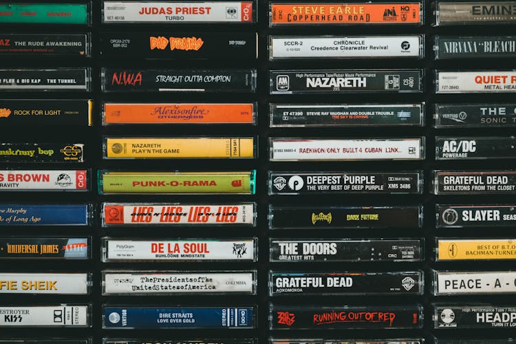 Retro Cassette Records In Stacks