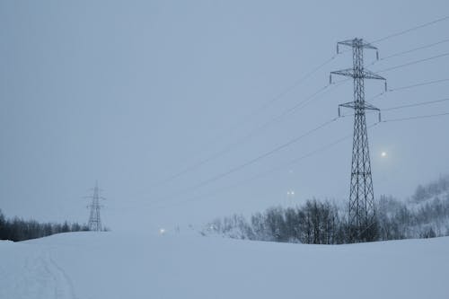 Snow around Transmission Towers