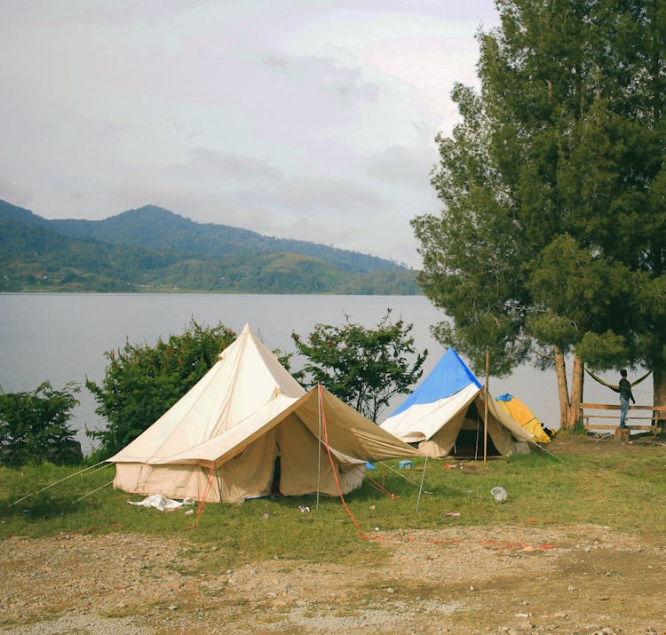 A Camping Tents Near The Lake