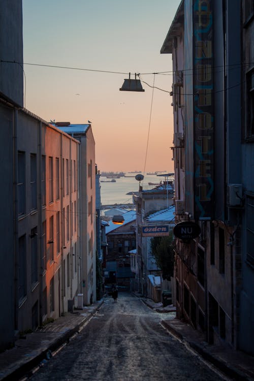 Street in Town at Sunset