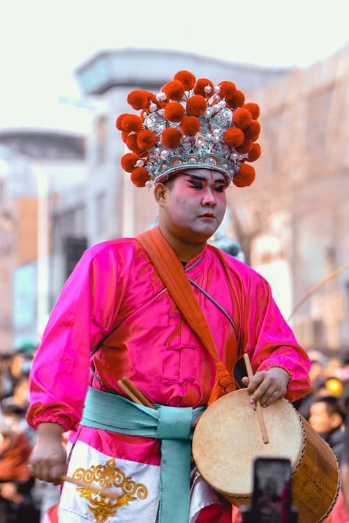 Man in Traditional Clothing on Ceremony