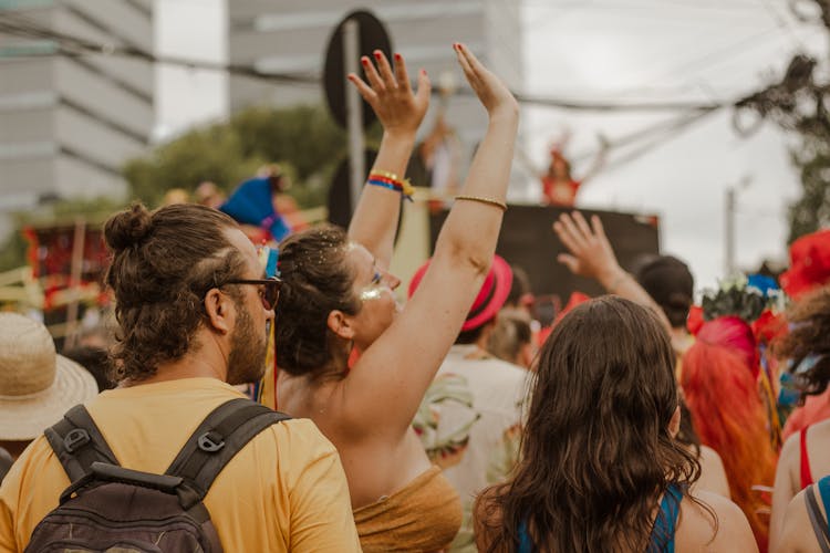 Crowd Playing On Party