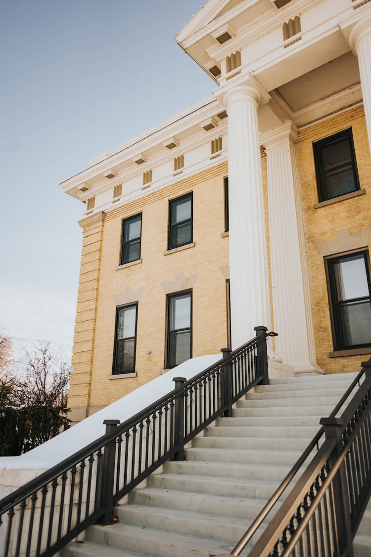 Facade Of The Box Elder County Courthouse In Brigham City, Utah, USA