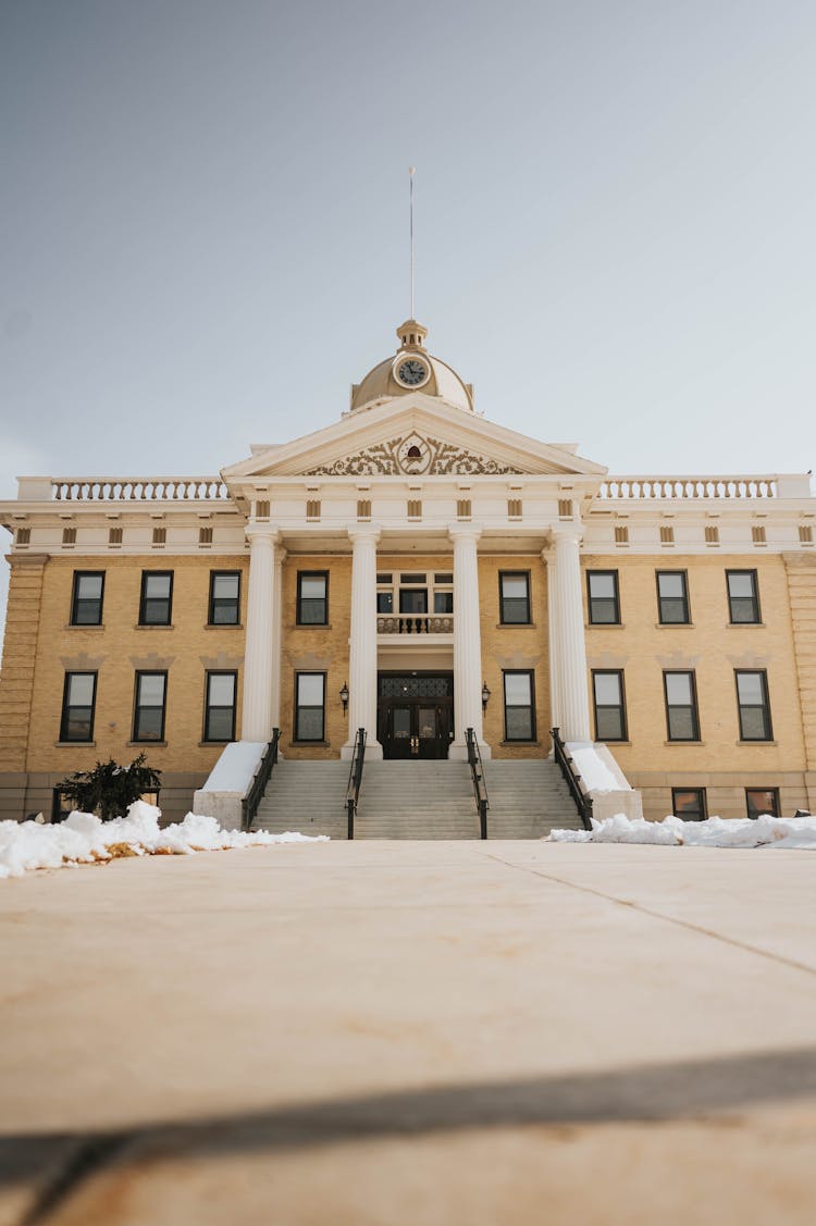 Facade Of The Box Elder County Courthouse In Brigham City, Utah, USA