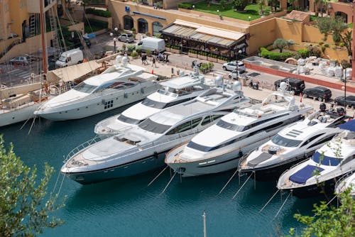 Motor Yachts Moored in Marina