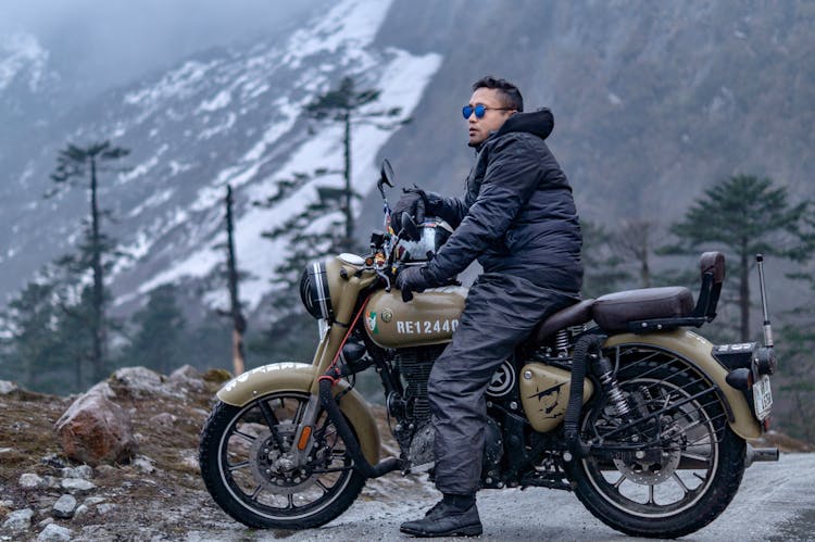 Biker In Mountains