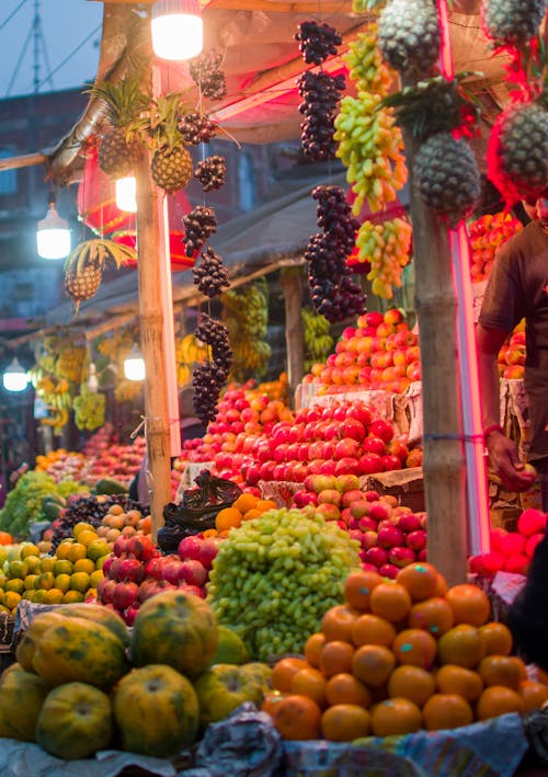 Display of Fruits on Market Stall