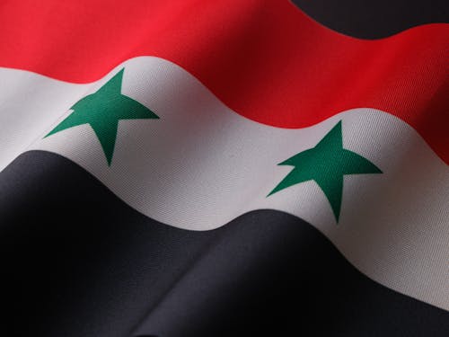 Syria Flag in Close Up Shot