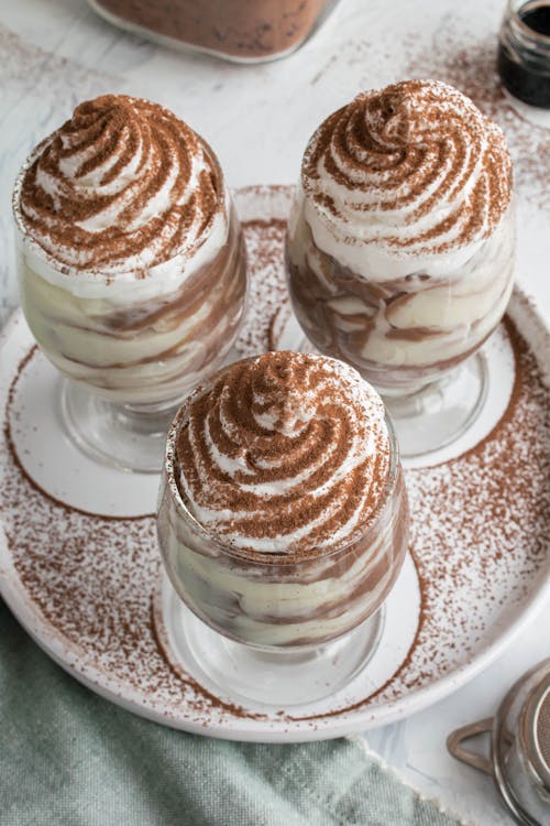 Ice Creams with Chocolate in Glasses