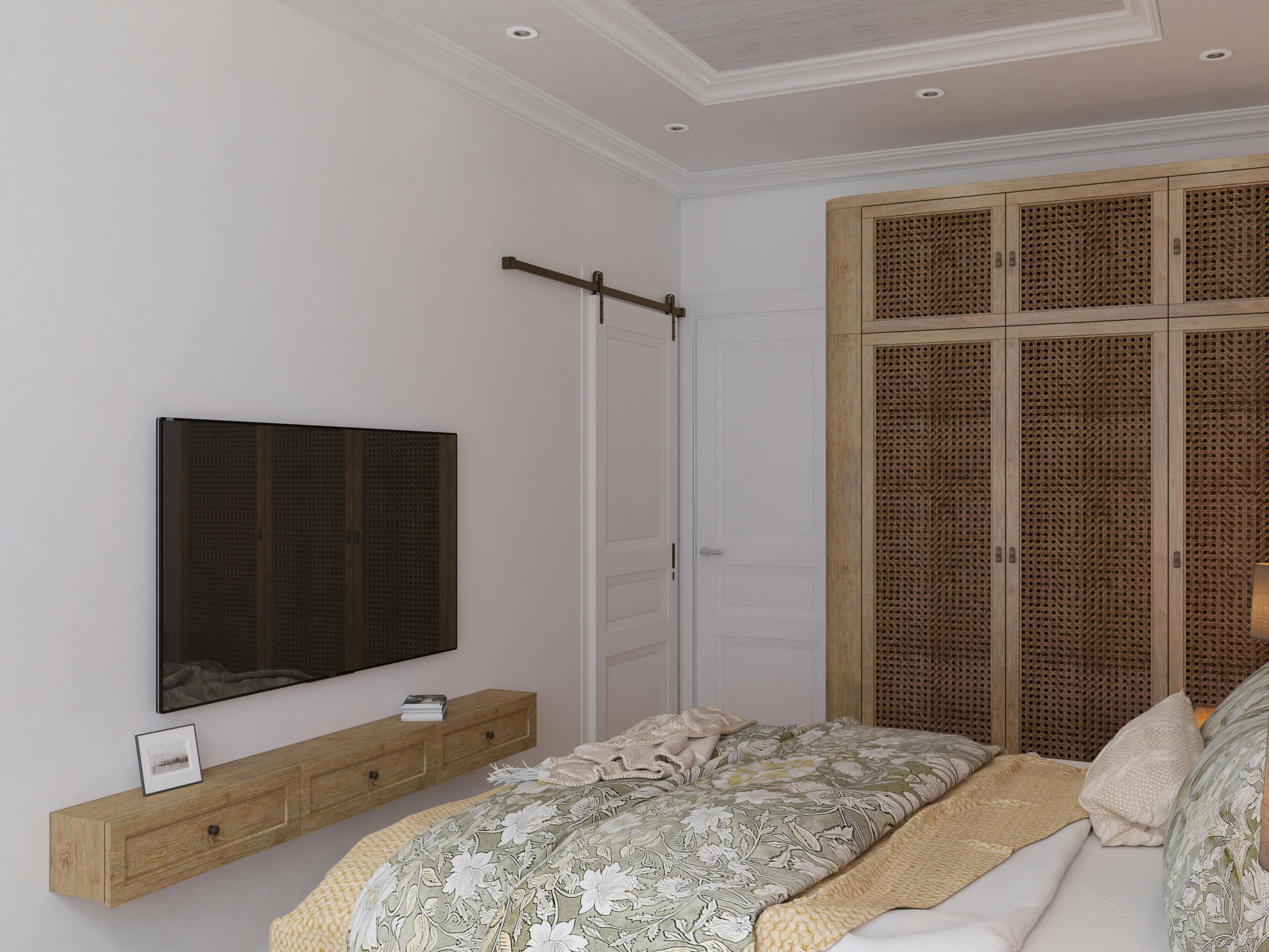 Flat TV and Bed in Small Bedroom · Free Stock Photo