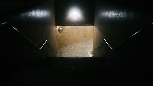 Long Exposure Shot of a Tunnel Staircase in London