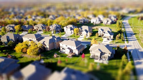 Free High Angle Shot of Suburban Neighborhood Stock Photo