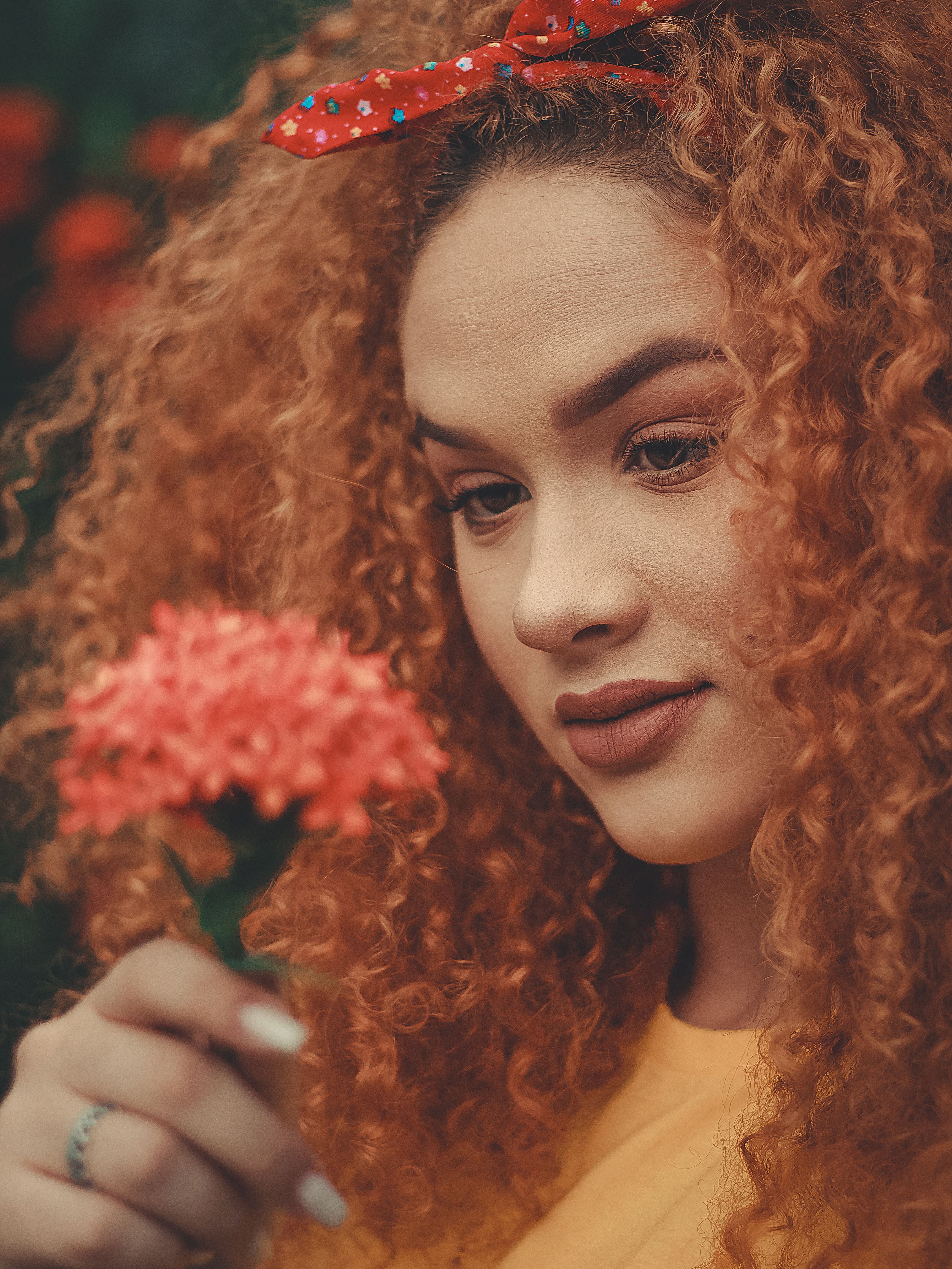 Portrait of Woman with Curly Hair · Free Stock Photo