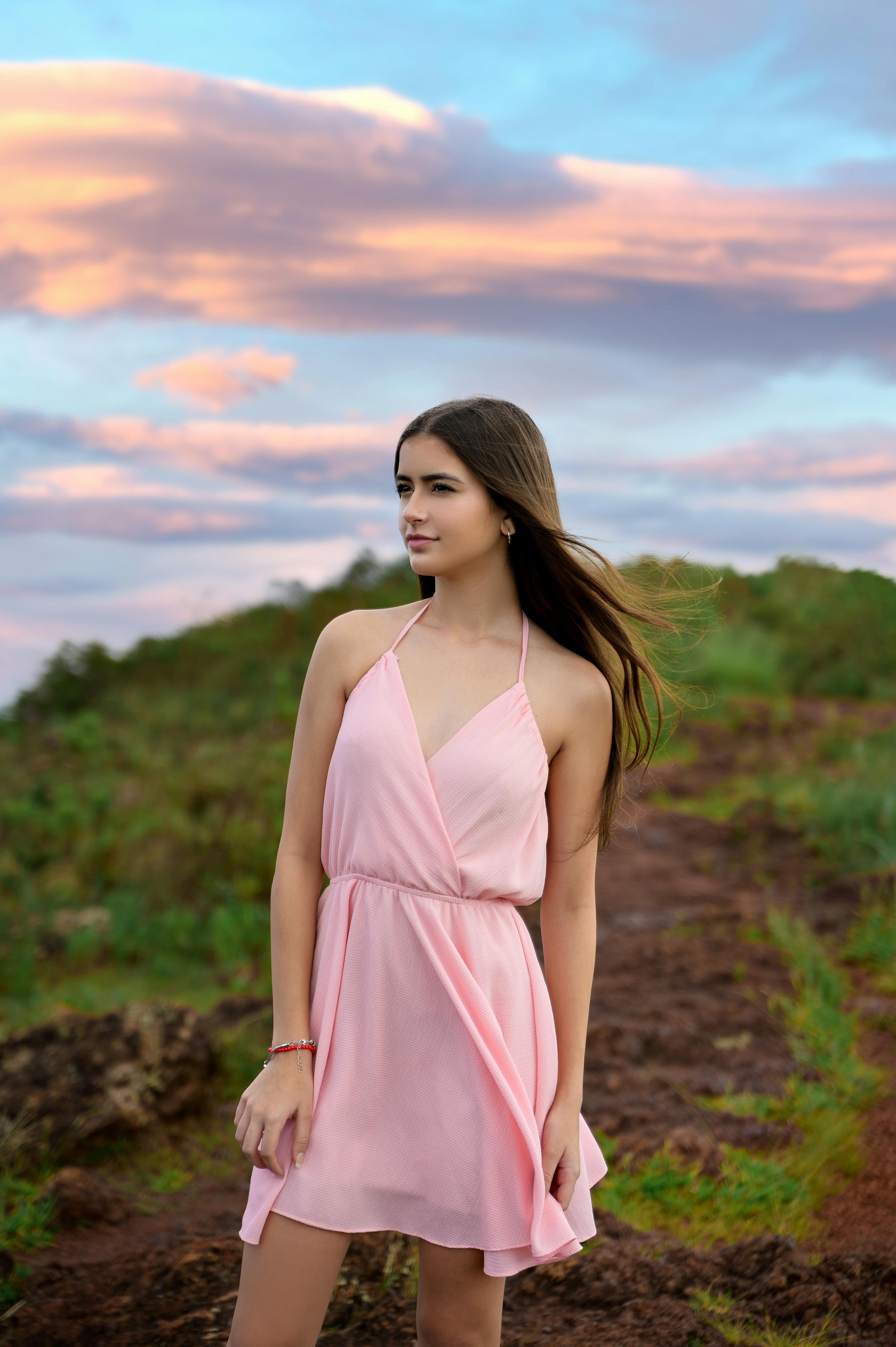 Girl in Dress Posing in Mountains Landscape · Free Stock Photo