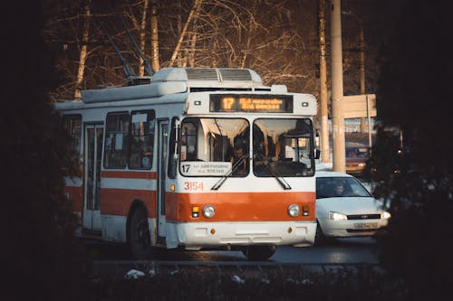 Trolley Bus on Street