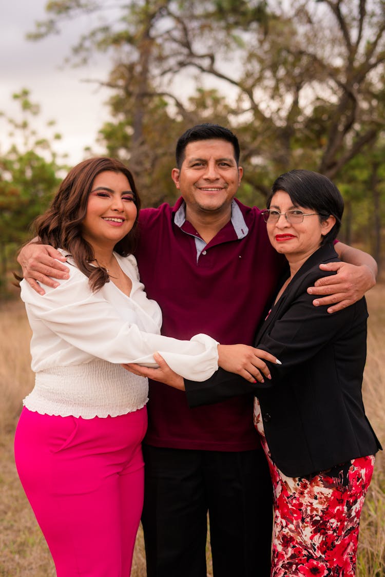 Portrait Of A Family Posing Outdoor