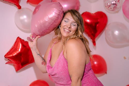 Woman Posing with Balloons