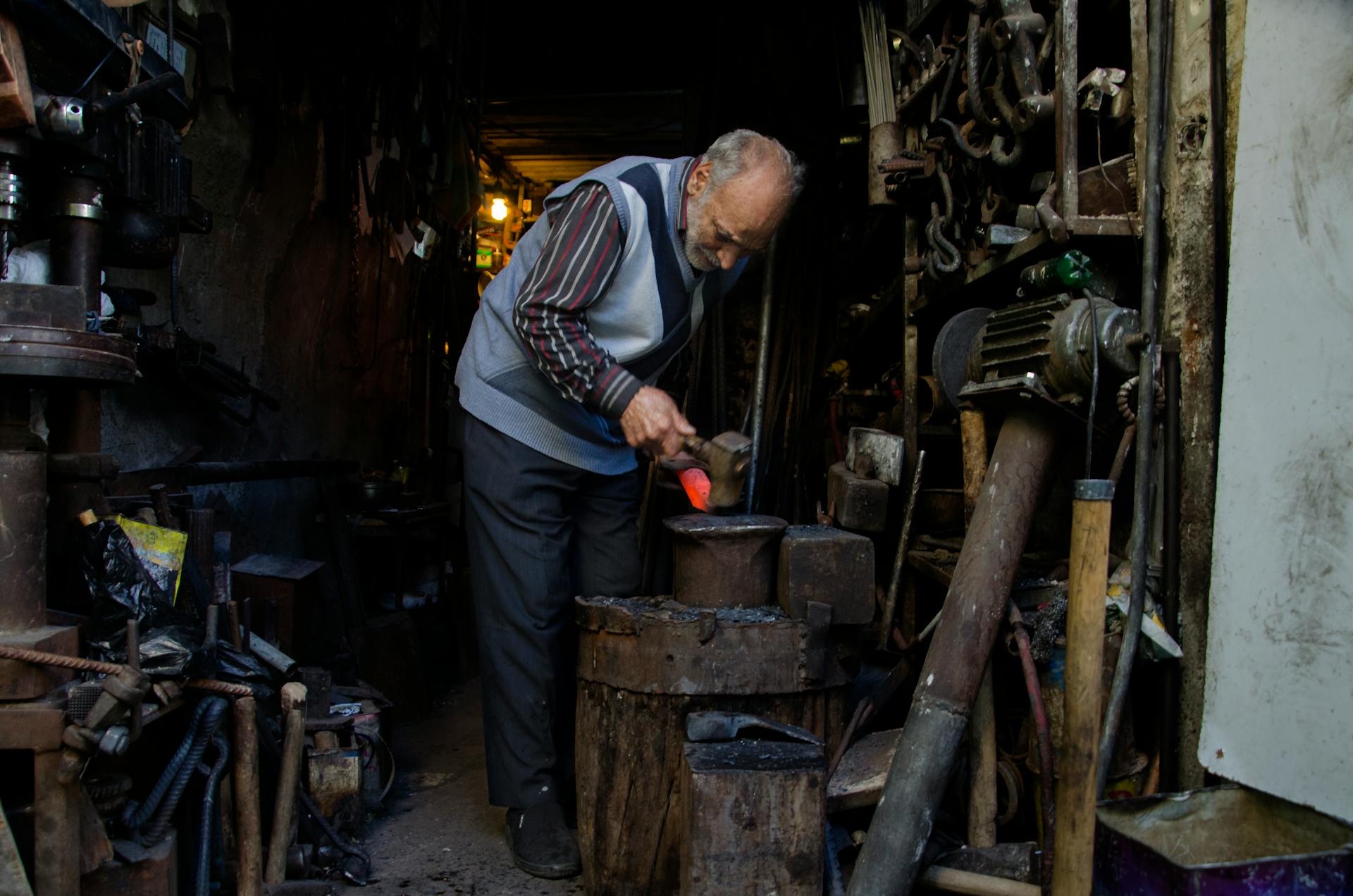 Blacksmith Working on Red-hot Iron