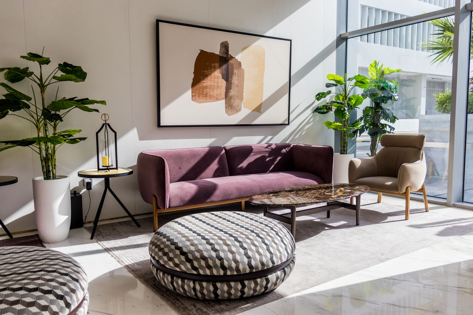 Timeless home decor with furniture plants artwork and natural textures