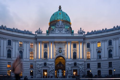 Free Stunning view of Hofburg Palace in Vienna at twilight showcasing its architectural beauty. Stock Photo