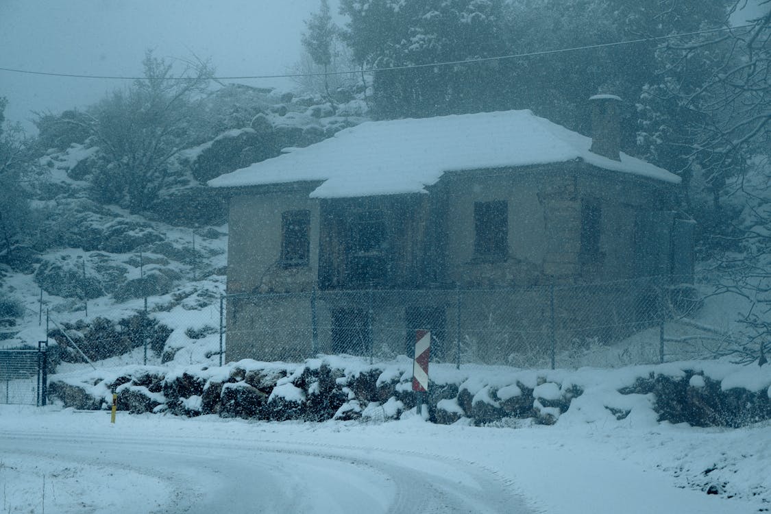 冬, 吹雪, 家の無料の写真素材