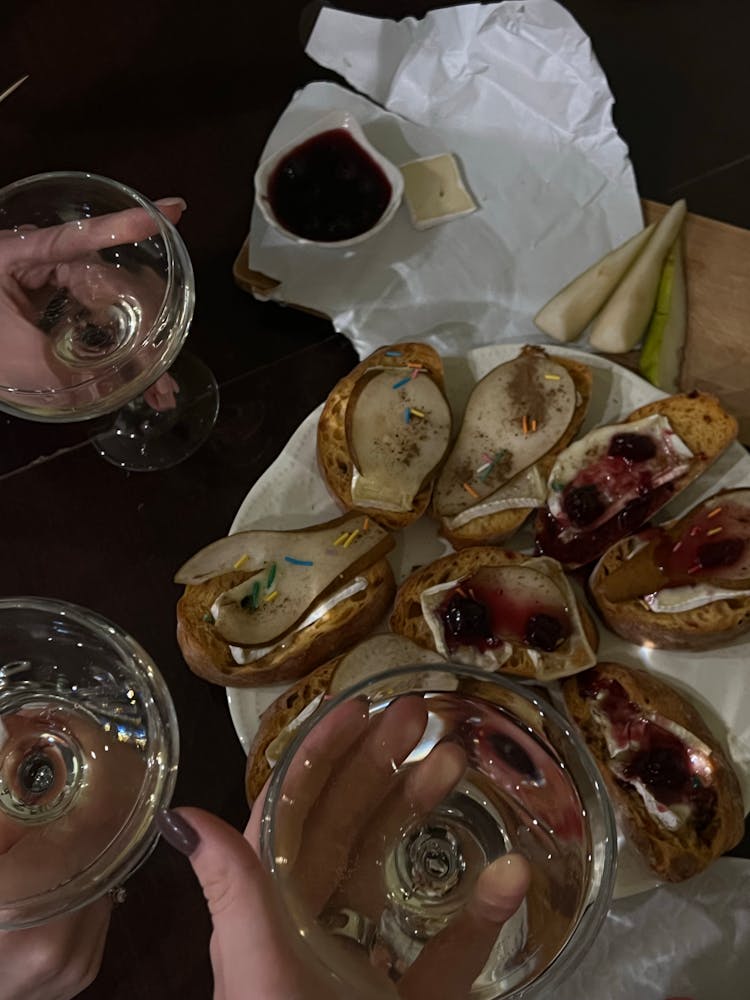 Bread Slices With Jam And Pears