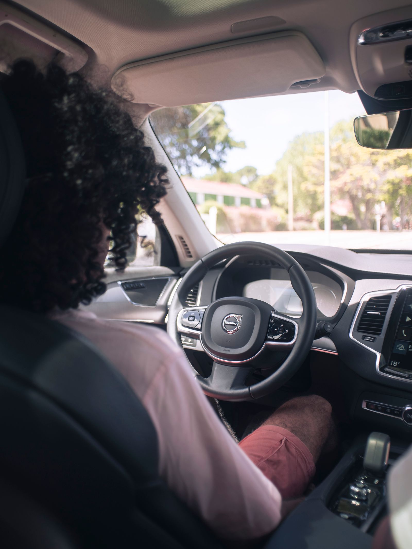 View from inside a car during a driving lesson