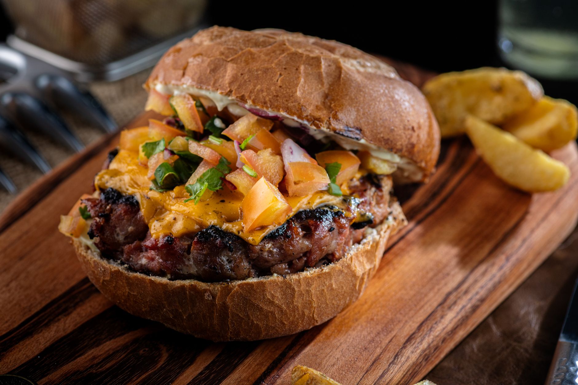 Grill with sizzling sliders and buns