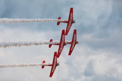 Airplanes Flying in Sky on Air Show