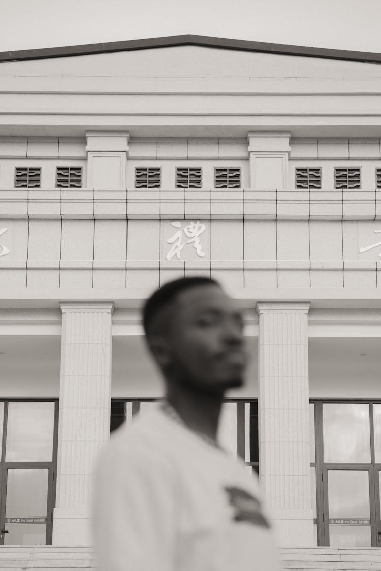 Man Near City Administration Building