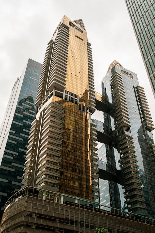 Glass Skyscrapers on Sky Background