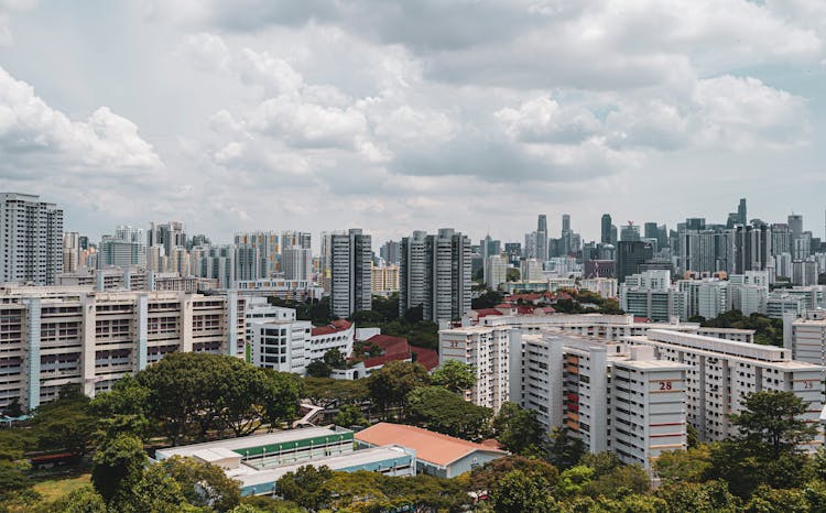 City Skyscrapers On Sky Background