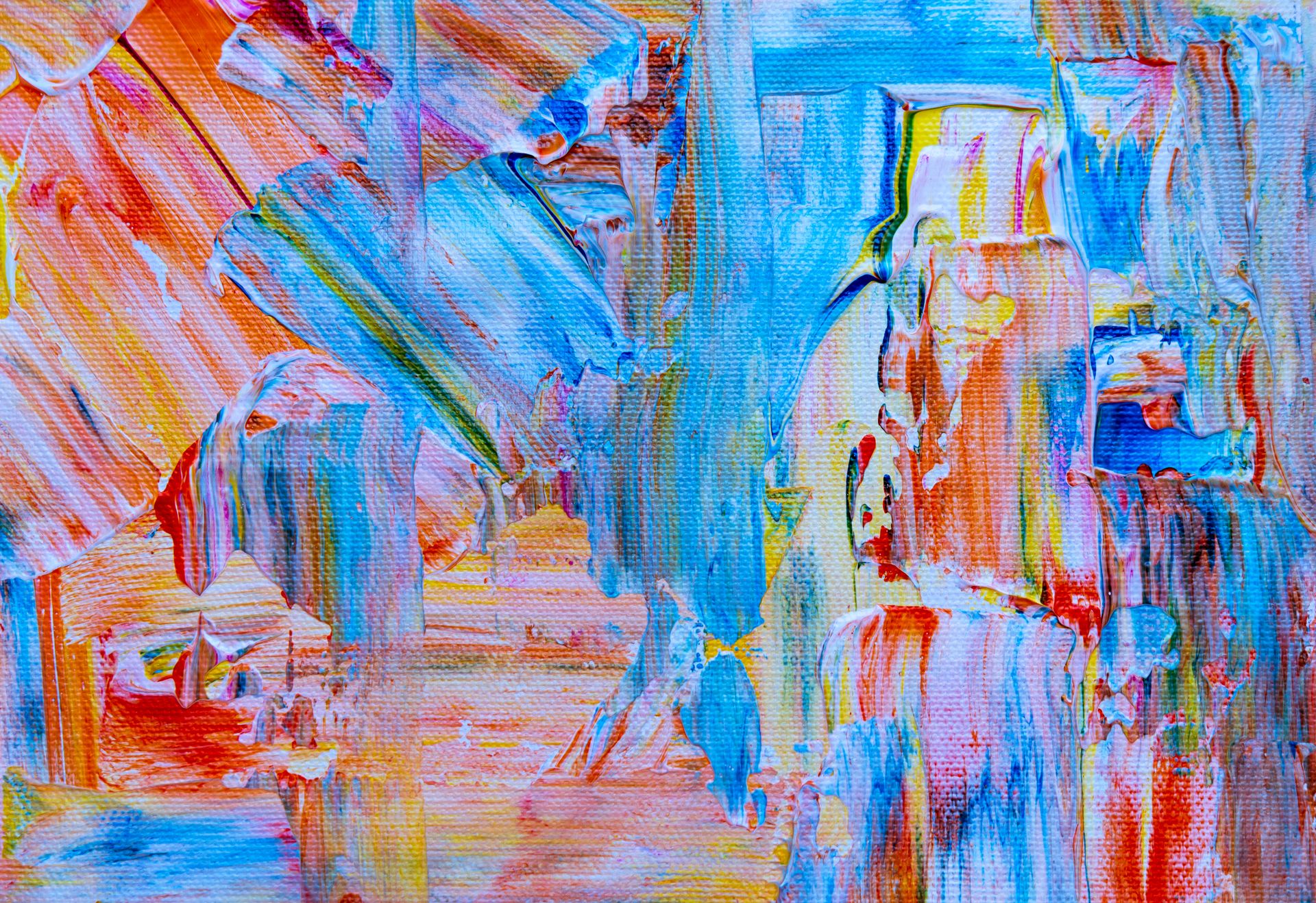 Colorful abstract acrylic painting with vibrant strokes and texture on canvas.