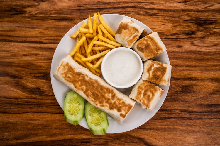 Delicious Homemade Lunch On Plate On Table