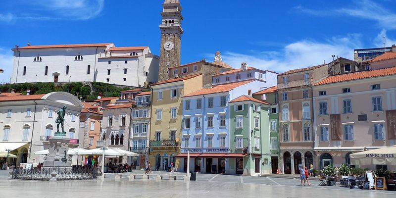 La plaza Tartini, en Piran