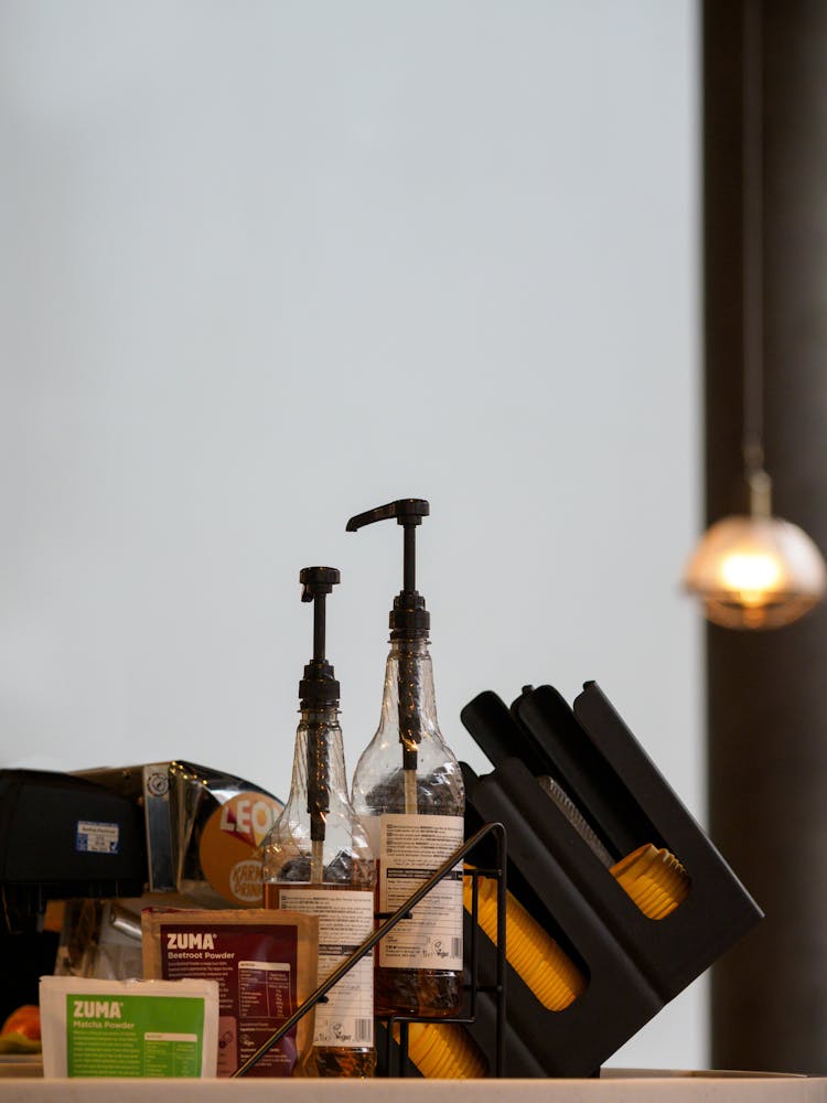 Pump Dispensers At Cafe