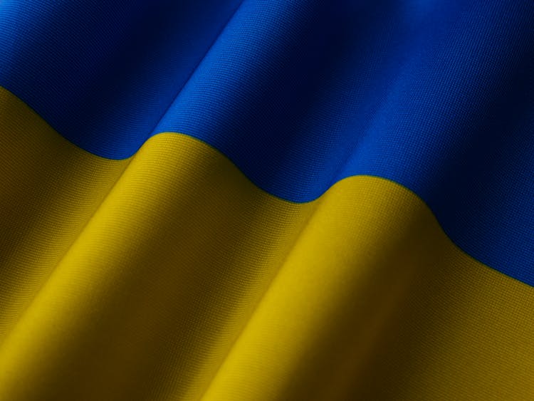 Flag Of Ukraine In Close Up Shot