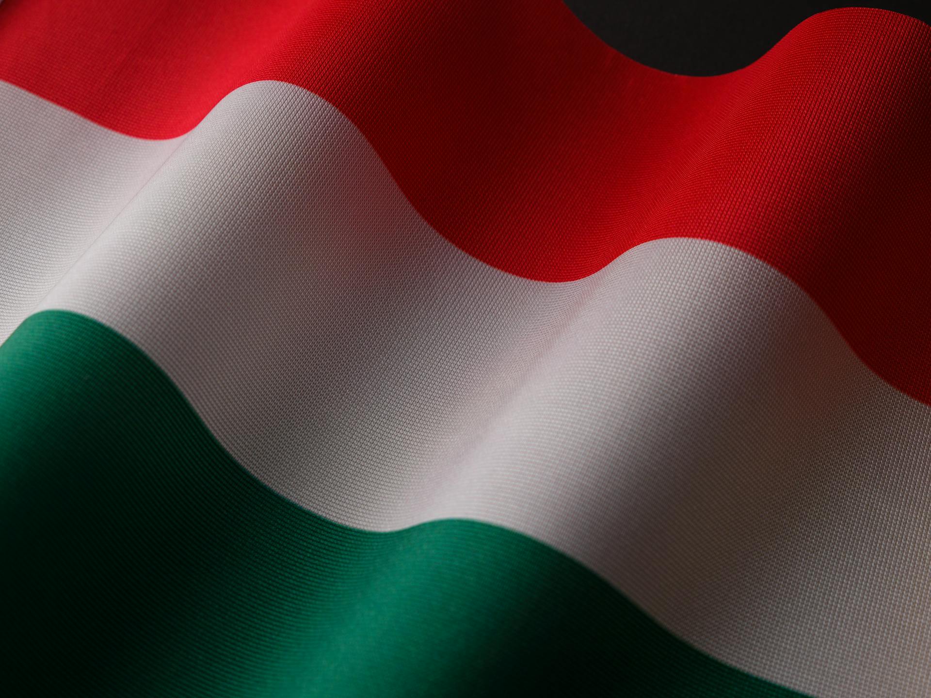 Flag of Hungary in Close Up Shot