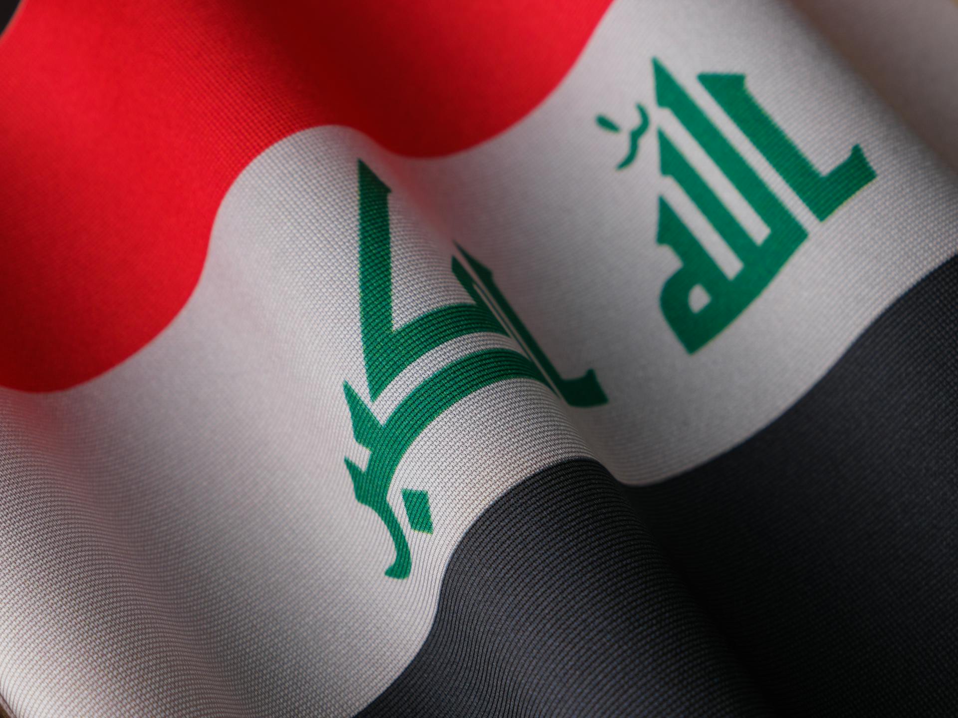 Flag of Iraq in Close Up Shot