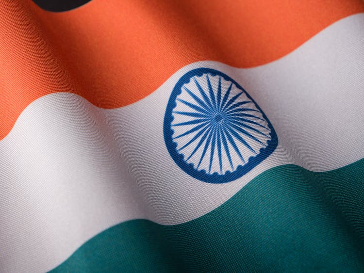 A Close-Up Shot Of The Flag Of India