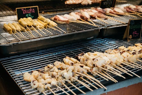 Raw Skewers on a Stall