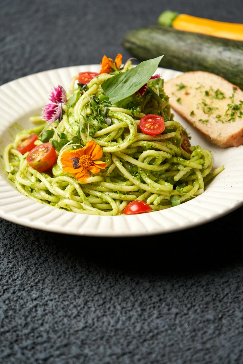 Zucchini Noodles with Pesto and Cherry Tomatoes