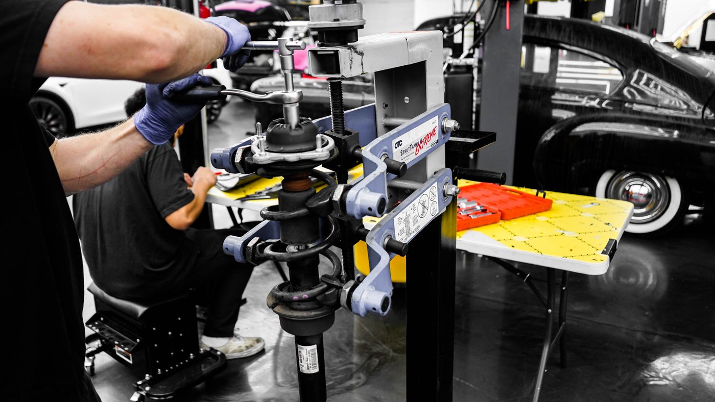 Professional automotive repair workshop illustrative stock photograph