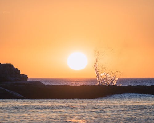 太陽, 岸, 日没の無料の写真素材