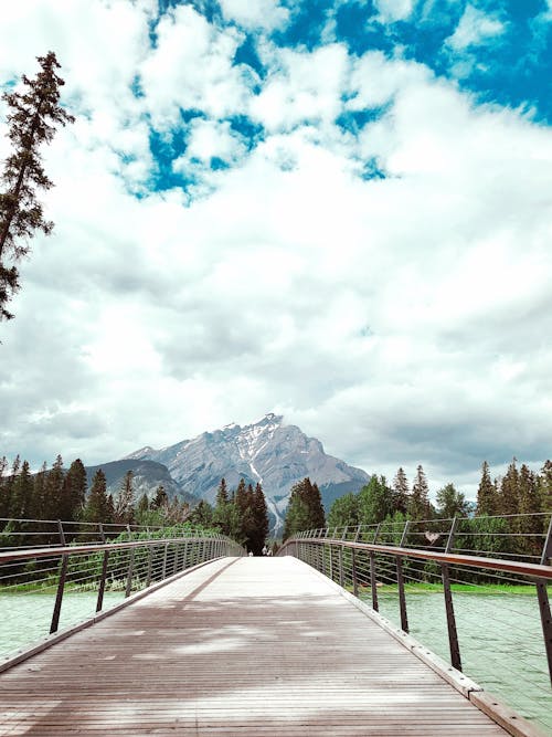 View of the Mountain from the Banff Pedestrian Bridge, Banff National Park, Alberta, Canada