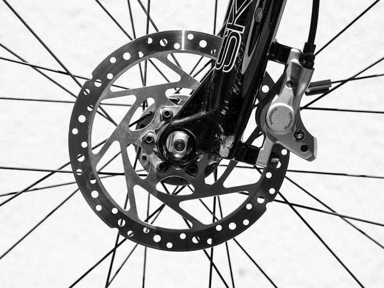 Black And White Photo Of Bicycle Spokes