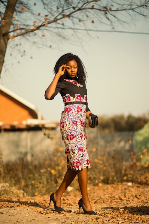 Free Woman on Floral Dress Stock Photo