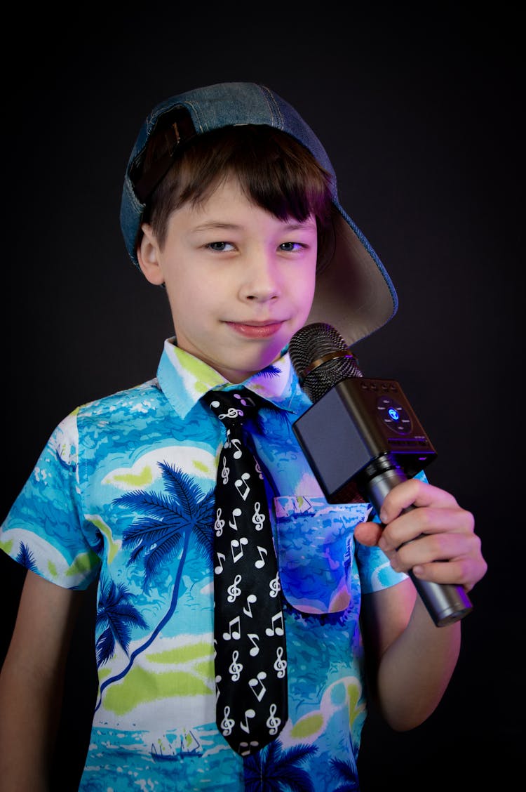 Boy Posing With Gaming Microphone
