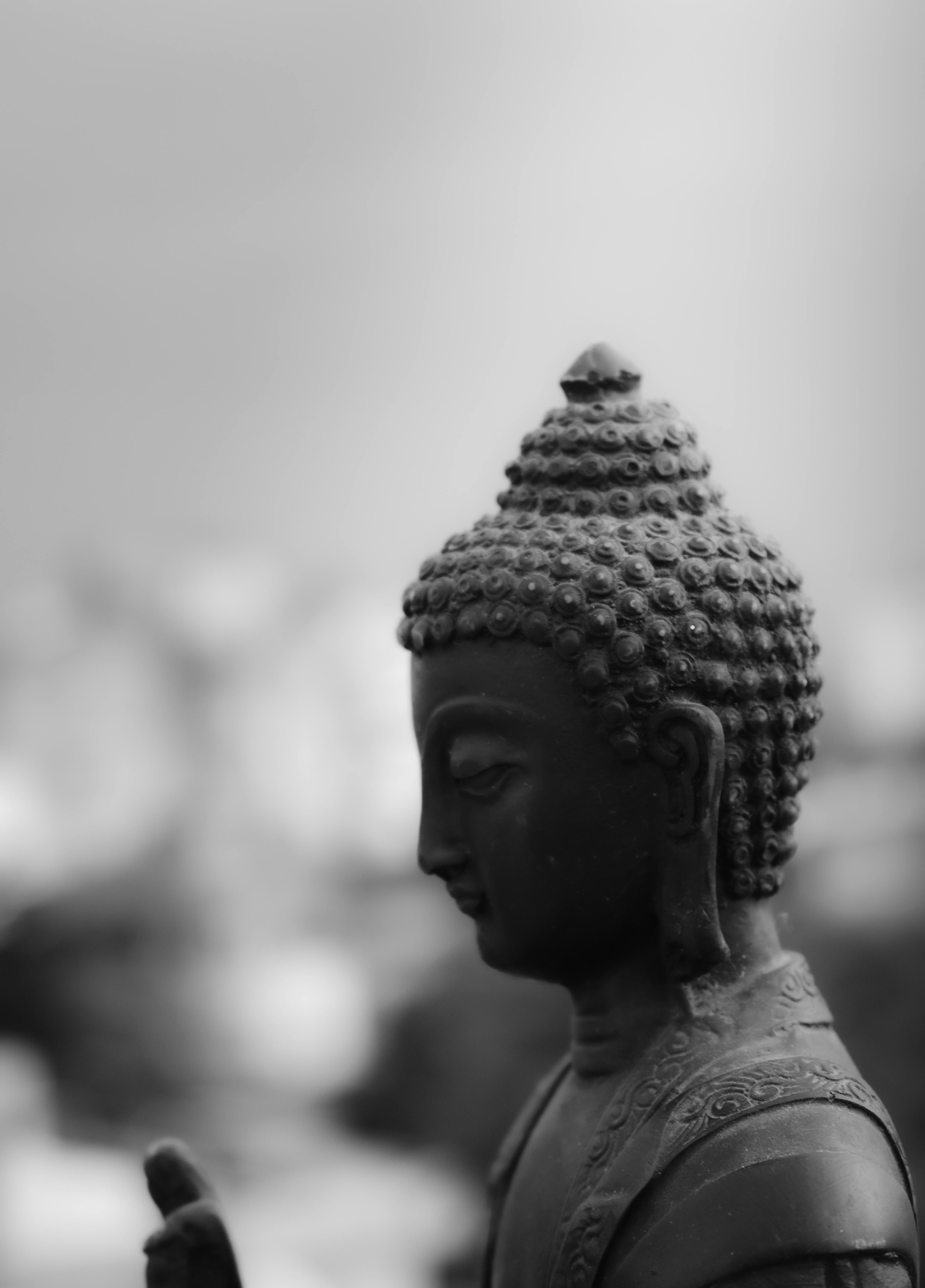 Grayscale Photo of Buddha Statue · Free Stock Photo